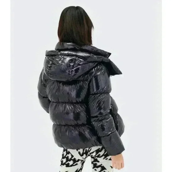 Perfect Moment Metallic January Down Jacket Black Cire NWT NEW! - Picture 10 of 13